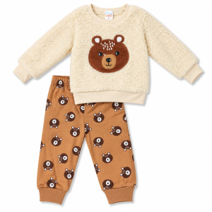 Ensemble Bébé Ours Douillet 2 Pièces – Écru & Camel