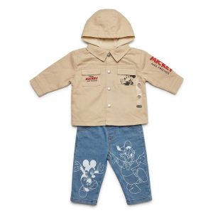 Ensemble Bébé KIABI Garçon Mickey & Donald 2 Pièces – Beige & Jean Bleu