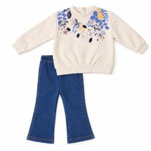 Ensemble Mayoral fleuri & jean pour fille 🌸💙