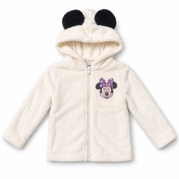 Veste Douce Fille à Capuche avec Oreilles – Écru