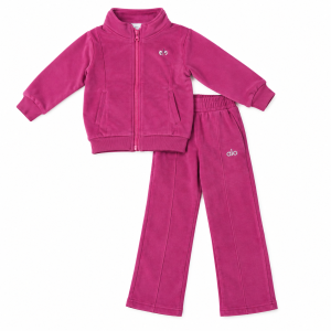 Ensemble Survêtement 2 Pièces en Velours Fille – Rose Fushia