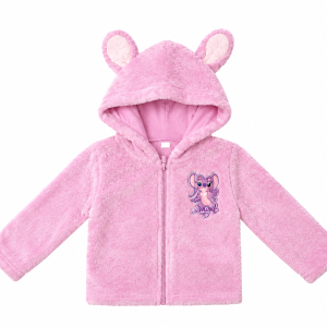 Veste à capuche polaire rose bébé avec oreilles