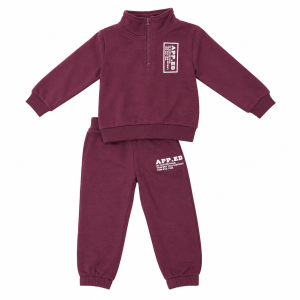 Ensemble jogging fille bordeaux – Sweat zippé et pantalon