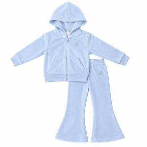 Ensemble de survêtement fillette bleu clair broderie papillon