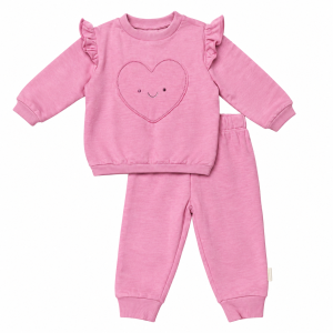 Ensemble bébé fille rose – Sweat à volants et pantalon