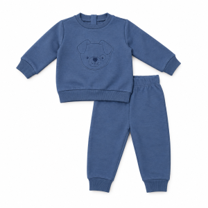 Ensemble Pull et Pantalon Bébé Bleu Motif Chien