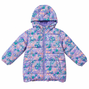 Doudoune à Capuche Fillette Motif Floral Multicolore